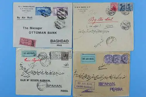 Irak Iraq 1920's Posten Luftpost-Briefe aus, nach oder via Bagdad Basra Airmail