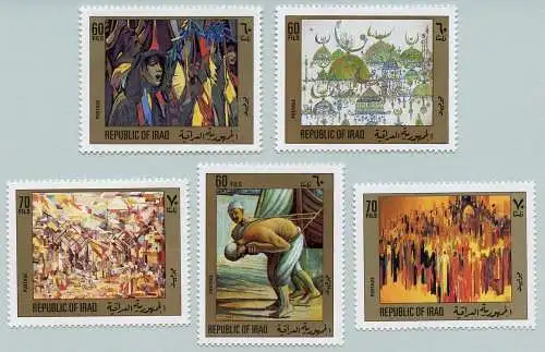 Irak Iraq 1983 Gemälde Paintings Treidler Basar Kunst Art 1205-1209 MNH