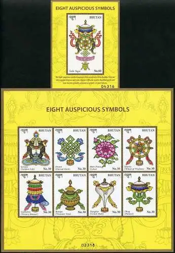 Bhutan 2016 Glückssymbole Eight Auspicious Symbols Mythologie MNH