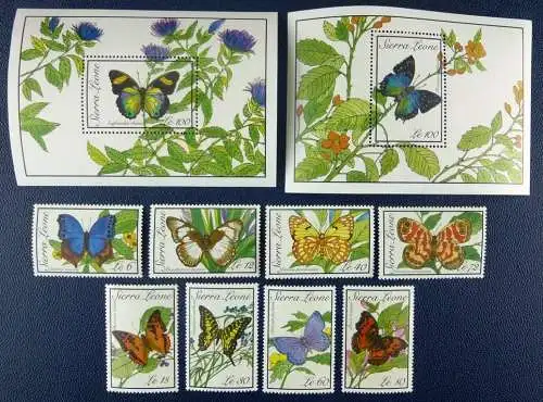 Schmetterlinge Butterflies 1989 Sierra Leone 1279-1286 Block 109-10 MNH / 279