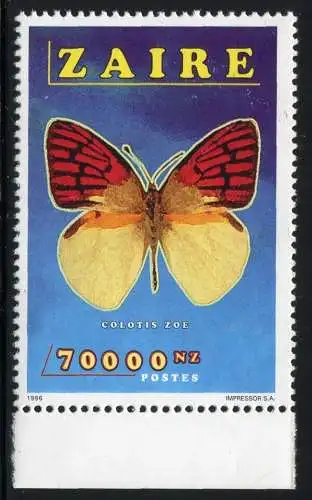 Schmetterlinge Butterflies 2000 Kongo Zaire Congo 1524 ohne Aufdruck MNH RAR / 2