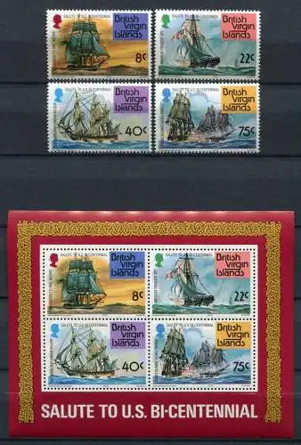 Jungferninseln Virgin Isl. 1976 Schiffe Ships Navi Bateaux 309-312 Block 7 MNH