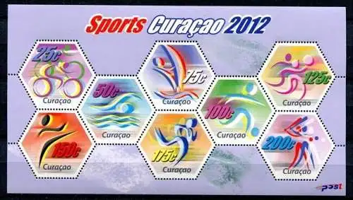 Curacao 2012 Sport Sports Piktogramme Radsport Segeln Schwimmen Block MNH