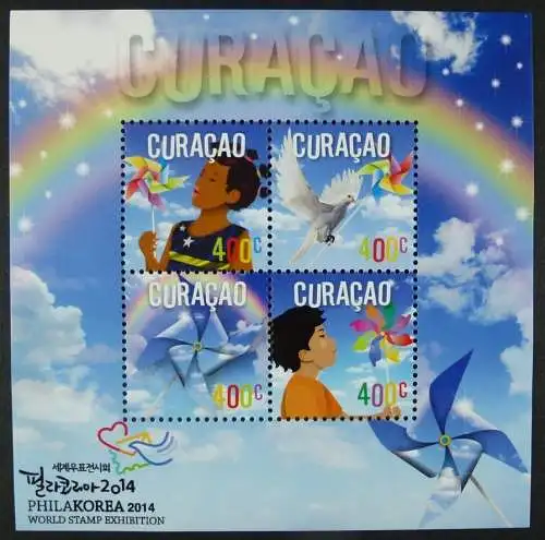 Curacao 2014 Philakorea Kinder Windräder Taube Dove Kids Philatelie MNH