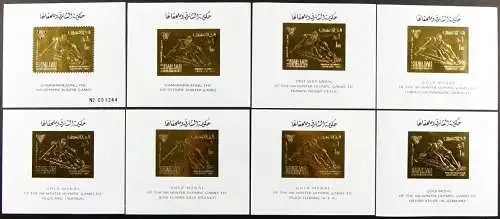Sharjah 1968 Olympiade Block B 36 A + B 36 B mit Aufdruck Sieger (7) MNH