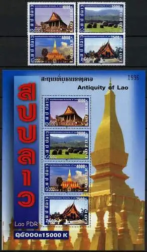 Laos Lao 2009 Hist. Stätten That Luang Architektur 2104-2107 Block 210 MNH