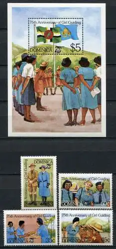 Dominica 1985 Pfadfinder Scouts Scouting Girl Guides 900-903 Block 96 MNH