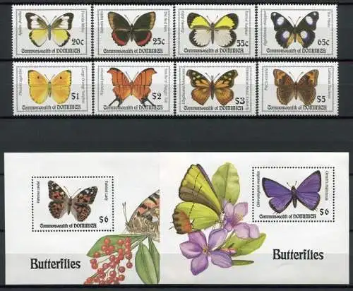 Dominica 1994 Schmetterlinge Butterflies Farfalla Mariposa 1834-41 Block 262-263