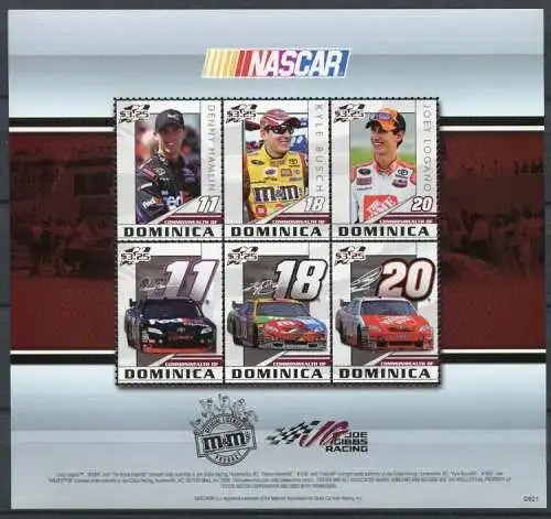 Dominica 2010 Nascar Automotorsport Motorsport Rennsport 4037-4042 MNH