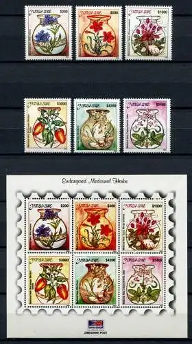 Zimbabwe Simbabwe 2003 Heilpflanzen Medicinal Plants 768-773 Block 11 MNH