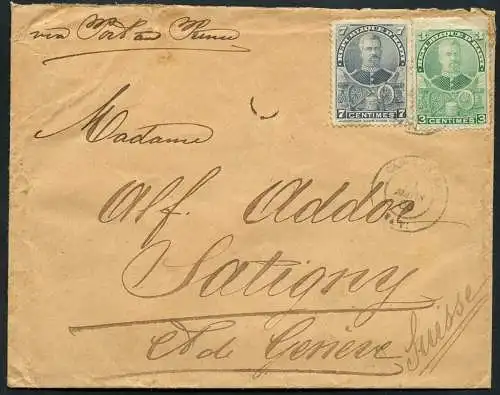 Haiti 1900 Brief 10 Cent Cap Haitien via New York nach Satigny Schweiz / 14