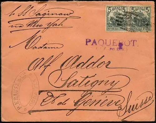 Haiti 1897 Brief Gonaives Paquebot via New York nach Satigny Schweiz / 32