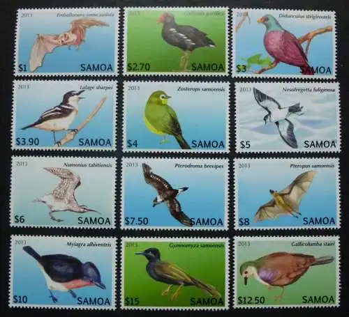 Samoa 2013 Vögel Birds Fledermaus Bat Uccelli Oiseaux Freimarken 1105-1116 MNH