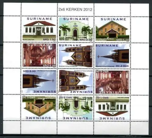 Surinam 2012 Kirchen Religion Kerken Churches 2553-2558 Kleinbogen MNH