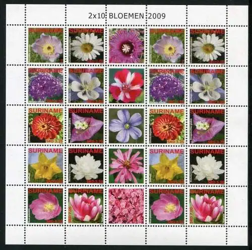 Surinam 2009 Blüten Blumen Bloemen Flowers Plants 2345-2354 ZD-Bogen MNH