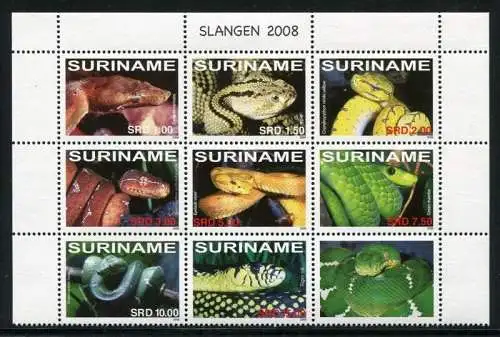 Surinam 2008 Schlangen Slangen Reptilien Reptiles Snakes Mamba 2221-2228 MNH