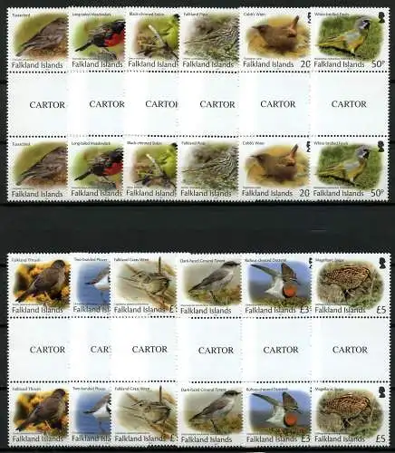 Falklandinseln 2017 Vögel Drossel Zaunkönig Freimarken 1332-1343 Stegpaare MNH