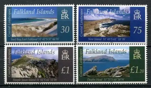 Falklandinseln 2012 Küsten Ansichten Landschaften Meer Felsen 1171-1174 MNH