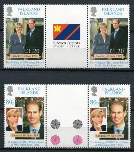 Falklandinseln 1999 Royal Wedding Kgl. Hochzeit Prinz Edward 747-748 Stege MNH