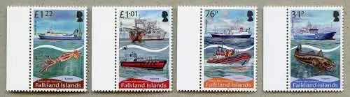 Falklandinseln 2017 Fischerei Fische Tintenfisch Schiffe Ships 1345-1348 MNH