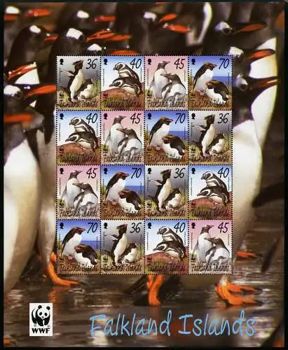 Falklandinseln 2002 WWF Pinguine Penguins Vögel Naturschutz 855-858 KLB MNH