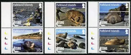 Falklandinseln 2015 See-Elefanten Elephant Seals Robben Tiere 1286-1291 MNH