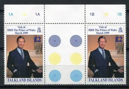 Falklandinseln 1999 Prinz Charles Besuch Visit Royalty 746 Stegpaar MNH