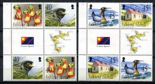 Falklandinseln 2003 Inseln New Island Vögel Pflanzen Birds 890-893 Stegpaare MNH
