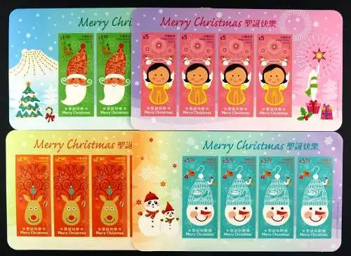 Hongkong 2014 Weihnachten Christmas Sticker Selbstklebend 1930-42 Kleinbögen MNH