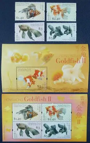 Hongkong 2005 Goldfische Gold Fish Fische Pesci 1290-93 Block 144-145 MNH