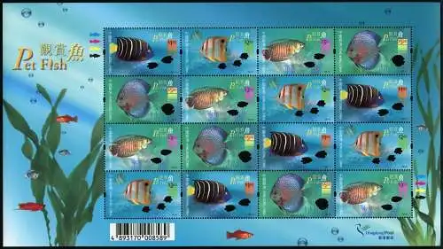 Hongkong 2003 Zierfische Fische Fishes Poissons Pesci 1105-1108 Kleinbogen MNH
