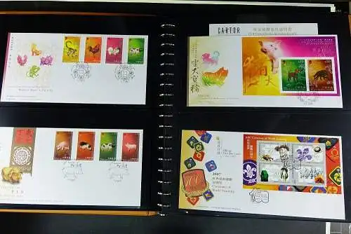 Hongkong 2006 - 2015 Sammlung FDC Ersttagsbriefe in 4 Lindner-Alben mit Schuber