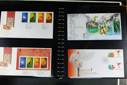 Hongkong 2006 - 2015 Sammlung FDC Ersttagsbriefe in 4 Lindner-Alben mit Schuber