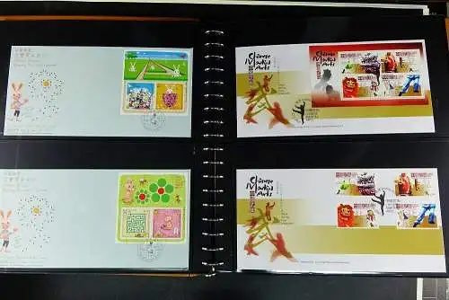 Hongkong 2006 - 2015 Sammlung FDC Ersttagsbriefe in 4 Lindner-Alben mit Schuber