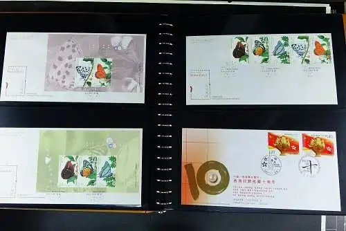 Hongkong 2006 - 2015 Sammlung FDC Ersttagsbriefe in 4 Lindner-Alben mit Schuber