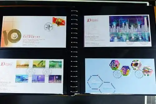Hongkong 2006 - 2015 Sammlung FDC Ersttagsbriefe in 4 Lindner-Alben mit Schuber