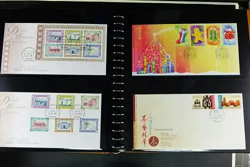 Hongkong 2006 - 2015 Sammlung FDC Ersttagsbriefe in 4 Lindner-Alben mit Schuber