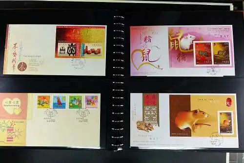 Hongkong 2006 - 2015 Sammlung FDC Ersttagsbriefe in 4 Lindner-Alben mit Schuber