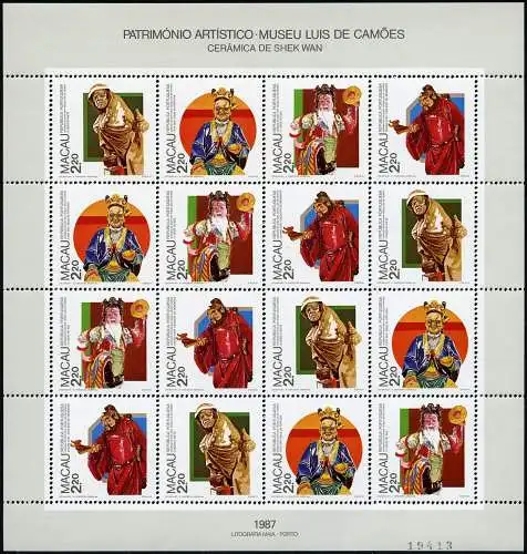 Macau 1987 Shek Wan Keramiken Luis-de-Camoes-Museum 569-572 Kleinbogen MNH
