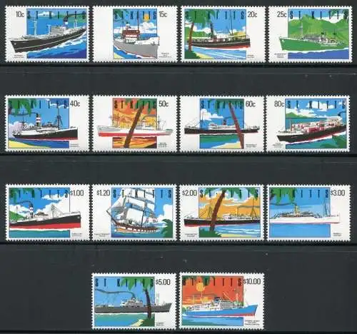 St. Kitts 1990 Schiffe Ships Navi Bateaux Freimarken 286-299 Postfrisch MNH