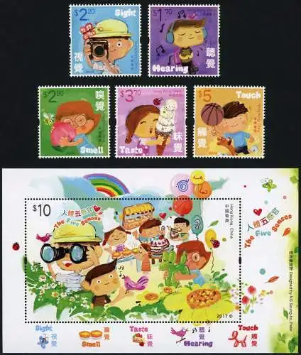 Hongkong 2017 Fünf Sinne Five Senses Kinder Children 2125-2129 Block 325 MNH