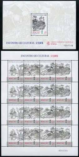 Macau Macao 1999 Zusammenarbeit der Kulturen Tempel 1052-1055 KLB Block 71 MNH