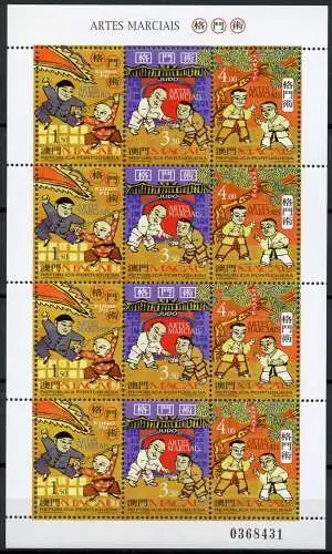 Macau Macao 1997 Kampfsport Kug Fu Judo Karate 943-945 Kleinbogen MNH