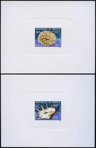 Djibouti Dschibuti 1989 Koralle Muschel Schnecke Epreuve de Luxe 516-517 MNH