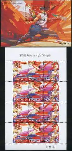Macau Macao 1997 Drachen-Festival Tänzer Folklore 913-915 KLB Block 45 MNH