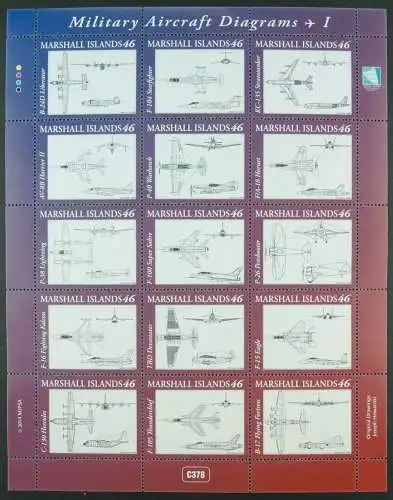 Marshall Inseln 2014 Militärflugzeuge Military Aircraft Diagramme I MNH