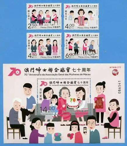 Macau Macao 2020 Frauenverband Frauen Women`s Associaton Satz & Block MNH