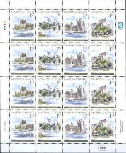 Marshall Inseln 2014 Burgen in Großbritannien Architektur Castles Kleinbogen MNH