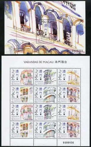 Macau Macao 1997 Balkone Architektur Galerie Altan 925-930 KLB Block 47 MNH