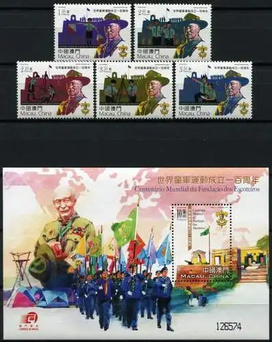 Macau Macao 2007 Pfadfinder Lord Baden-Powell Scouts 1533-1537 Block 156 MNH